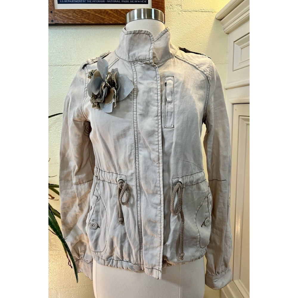 Anthropologie Daughters of The Liberation Ivory Linen Blend Jacket Womens Size 2